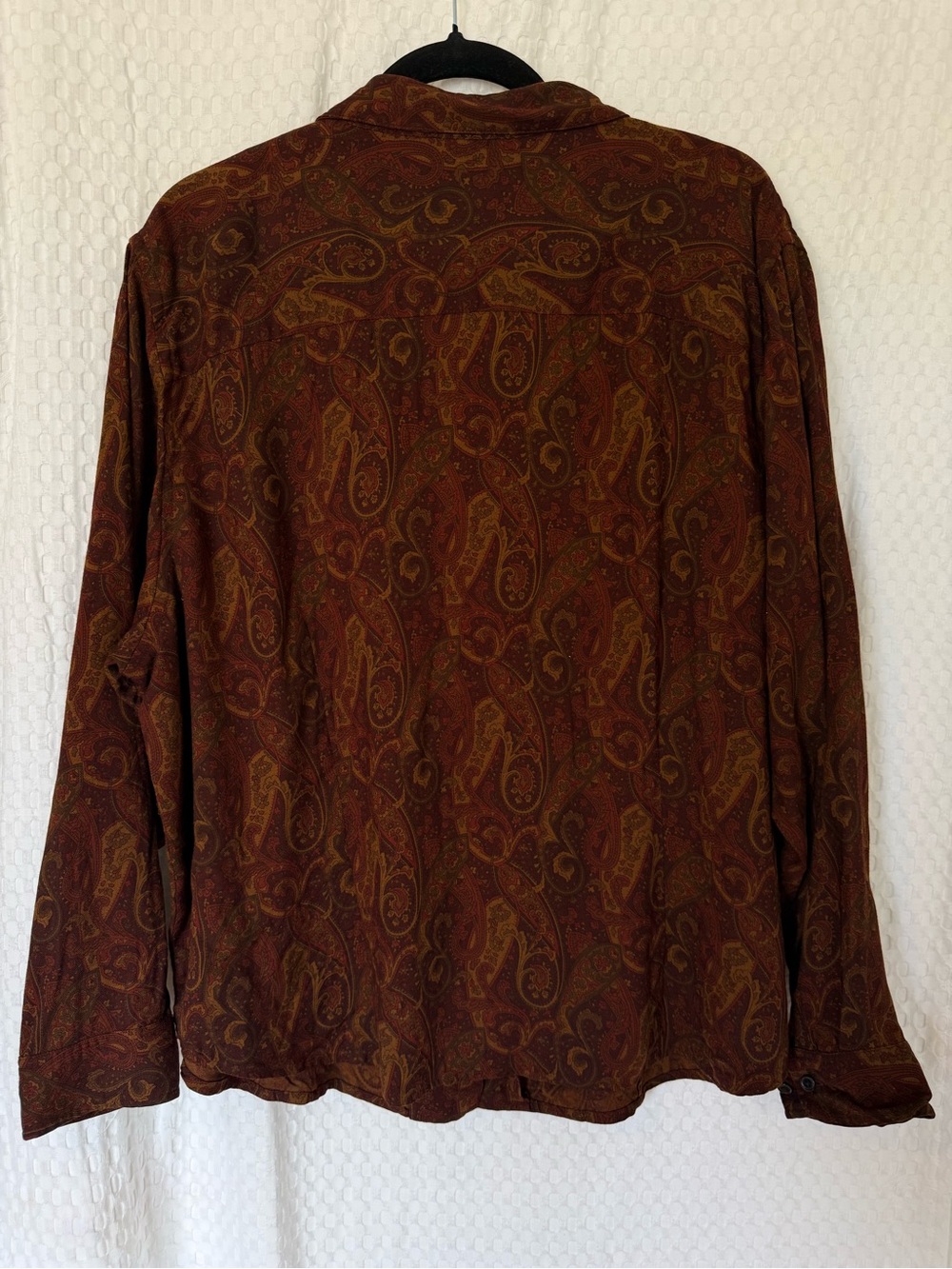 Lauren Ralph Lauren 3X Brown Paisley Rayon Wool Button Down Blouse - Picture 3 of 7